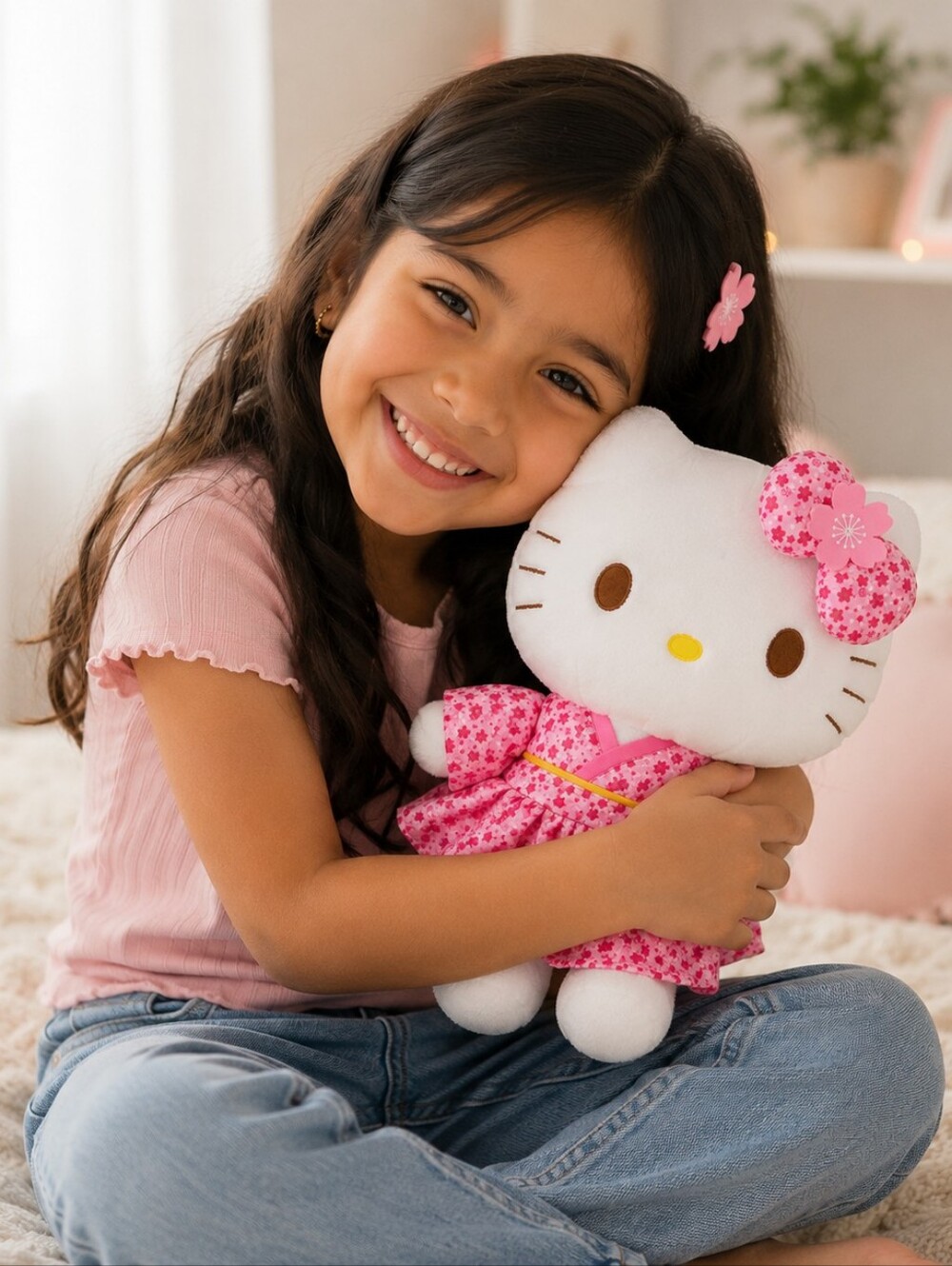 Hello Kitty Pink Floral Plush Doll
